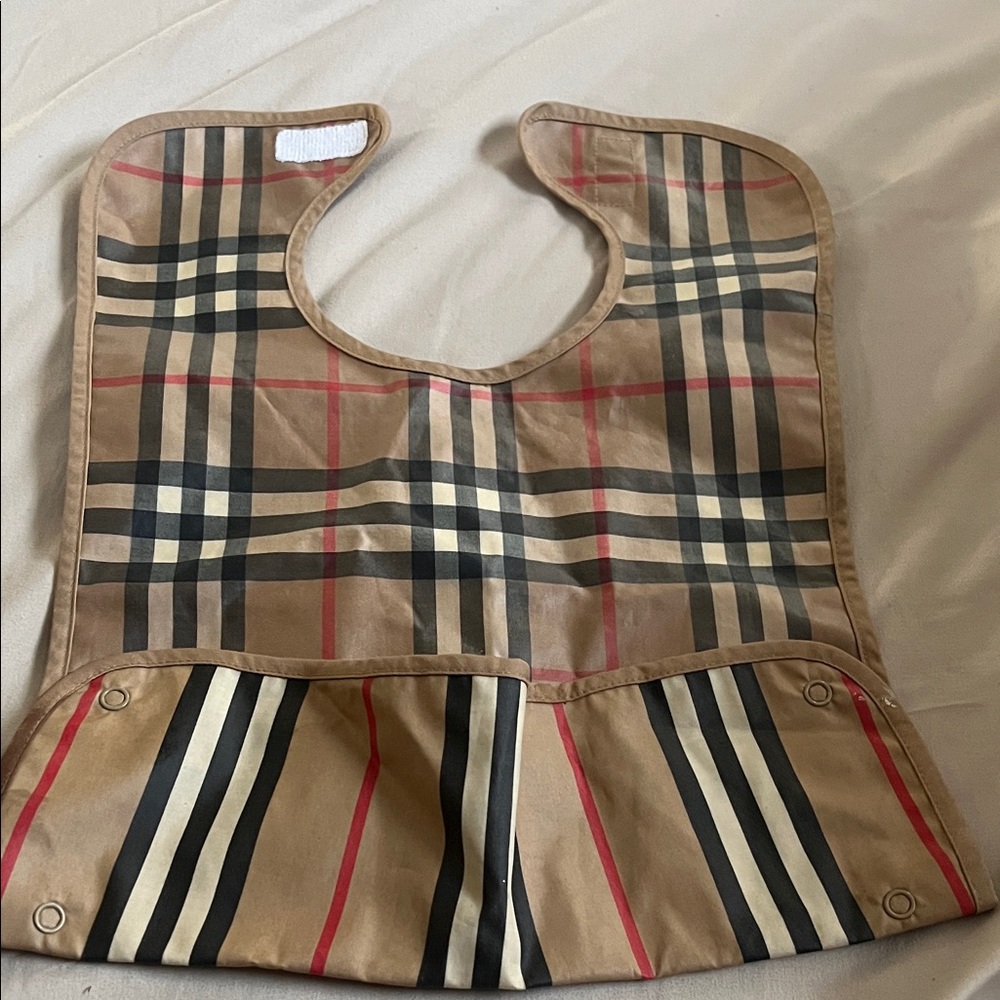 Burberry Tan and Red Plaid Kids Bib